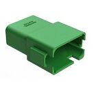 Green thermoplastic DIP Connector with multiple terminal types designed for in temperature ranges from minus 55 to plus 125 degrees Celsius